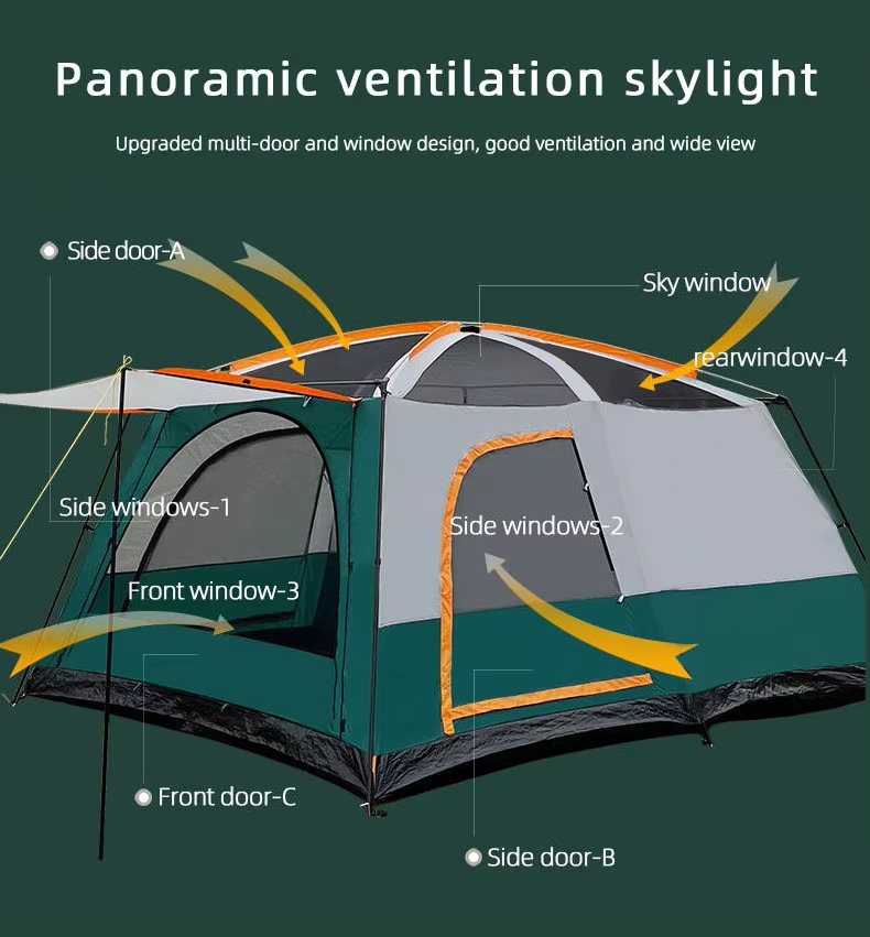 4/6 person waterproof outdoor family luxury camping tent - Camping Tent - 5