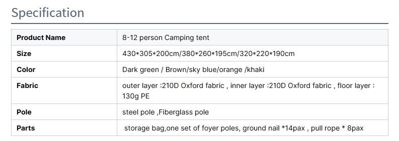 12-person family cabin tent camping outdoor - Camping Tent - 3