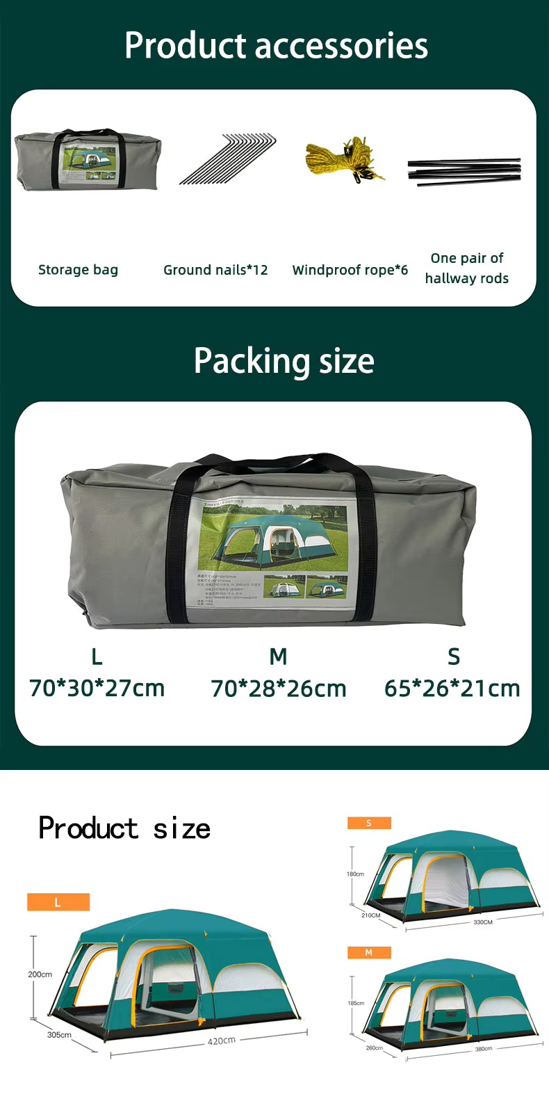 4/6 person waterproof outdoor family luxury camping tent - Camping Tent - 13