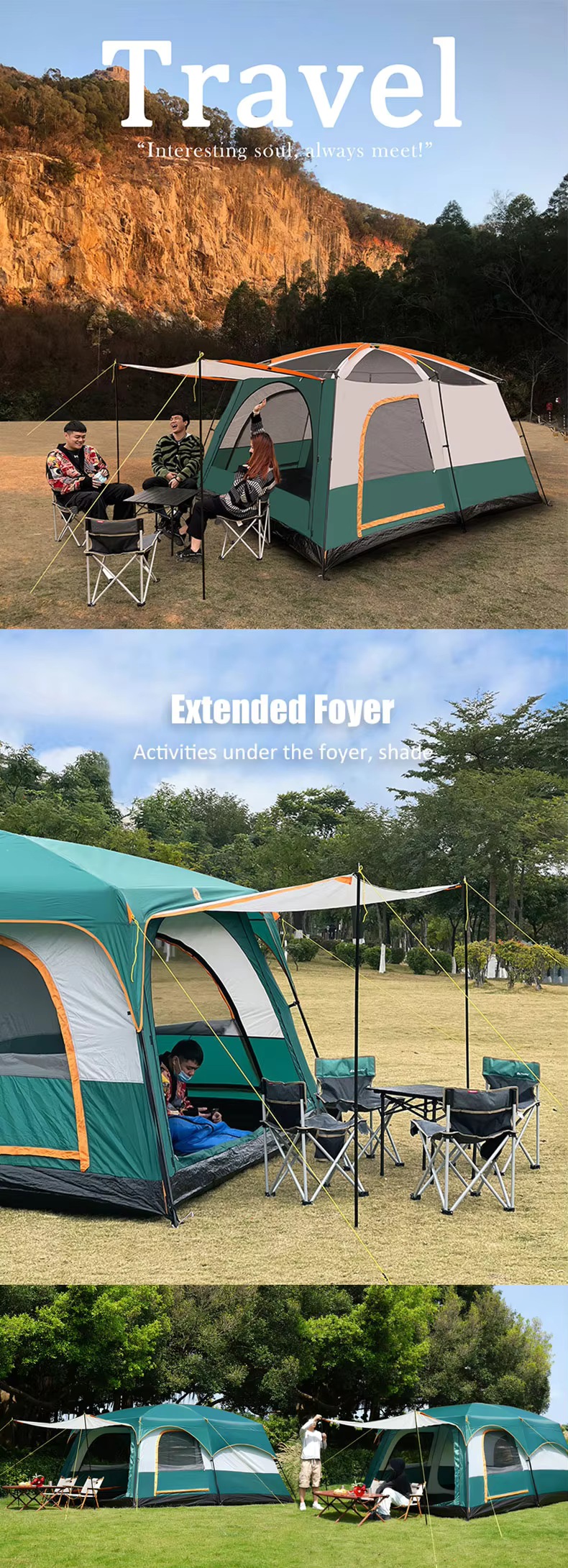 4/6 person waterproof outdoor family luxury camping tent - Camping Tent - 17