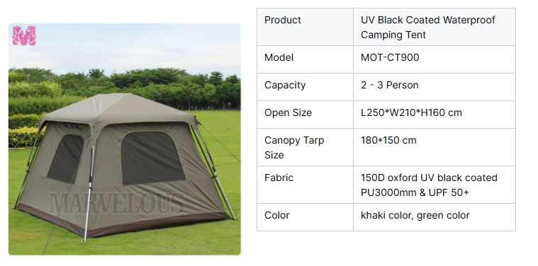 New Trend Outdoor Tents Oxford Fabric With Black Coating Automatic Tent One Living Room Camping Tent - Camping Tent - 2