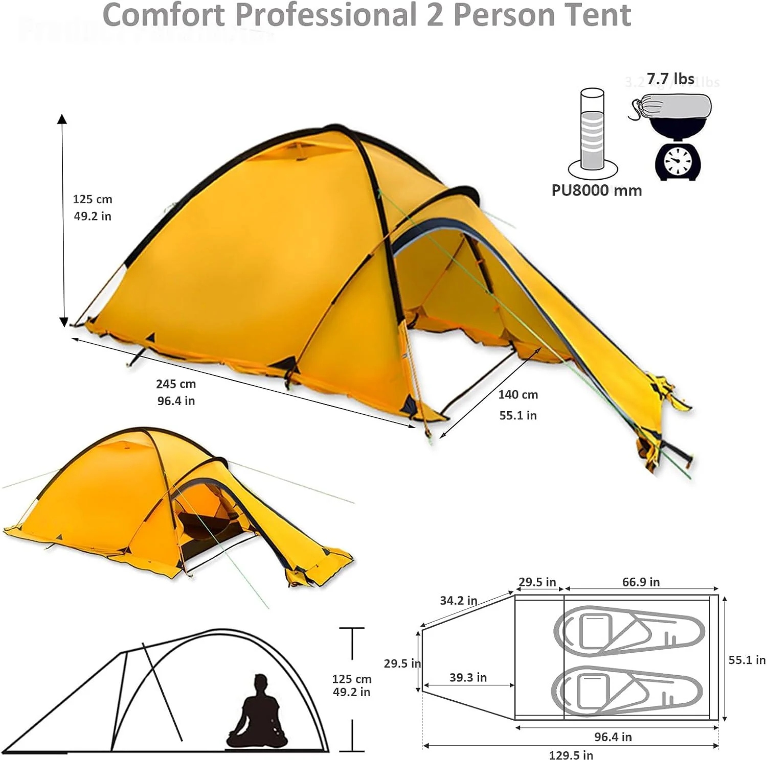 2-Person 4-Season Alpine Tent – Windproof, Cold-Resistant, High-Altitude Ready - Camping Tent - 4