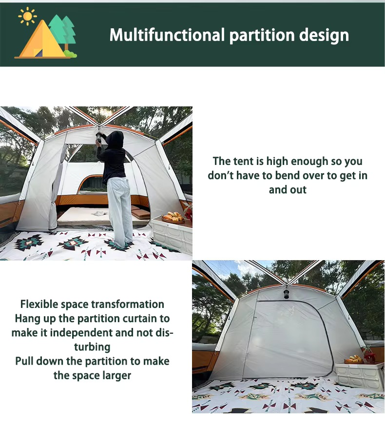 4/6 person waterproof outdoor family luxury camping tent - Camping Tent - 10
