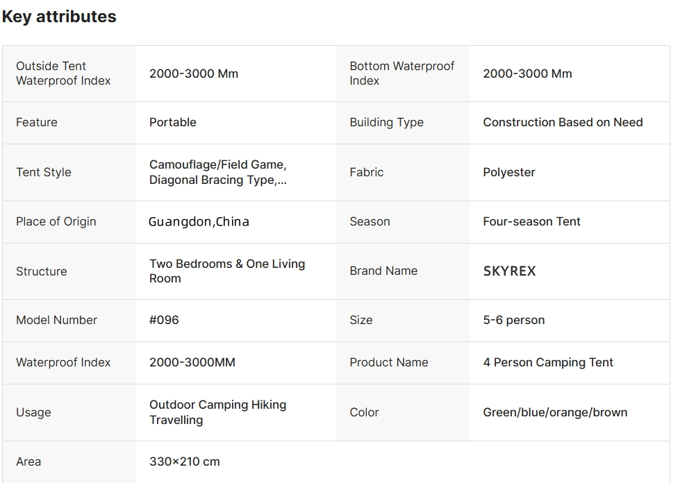 4/6 person waterproof outdoor family luxury camping tent - Camping Tent - 1