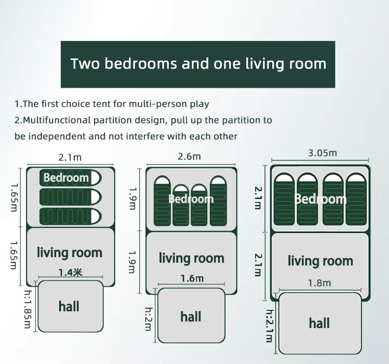 4/6 person waterproof outdoor family luxury camping tent - Camping Tent - 8